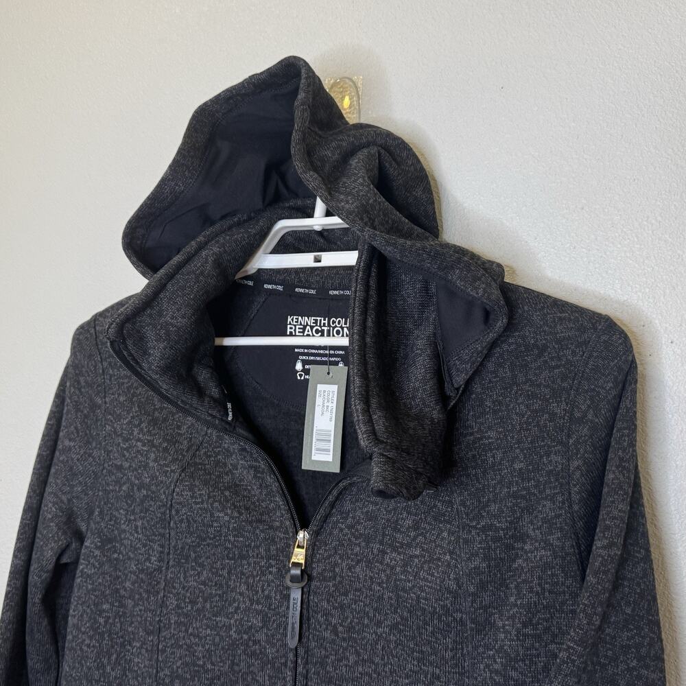 Kenneth Cole Reaction Hooded Jacket Women's Large‎ Charcoal Full Zip Pockets NEW - Picture 2 of 8